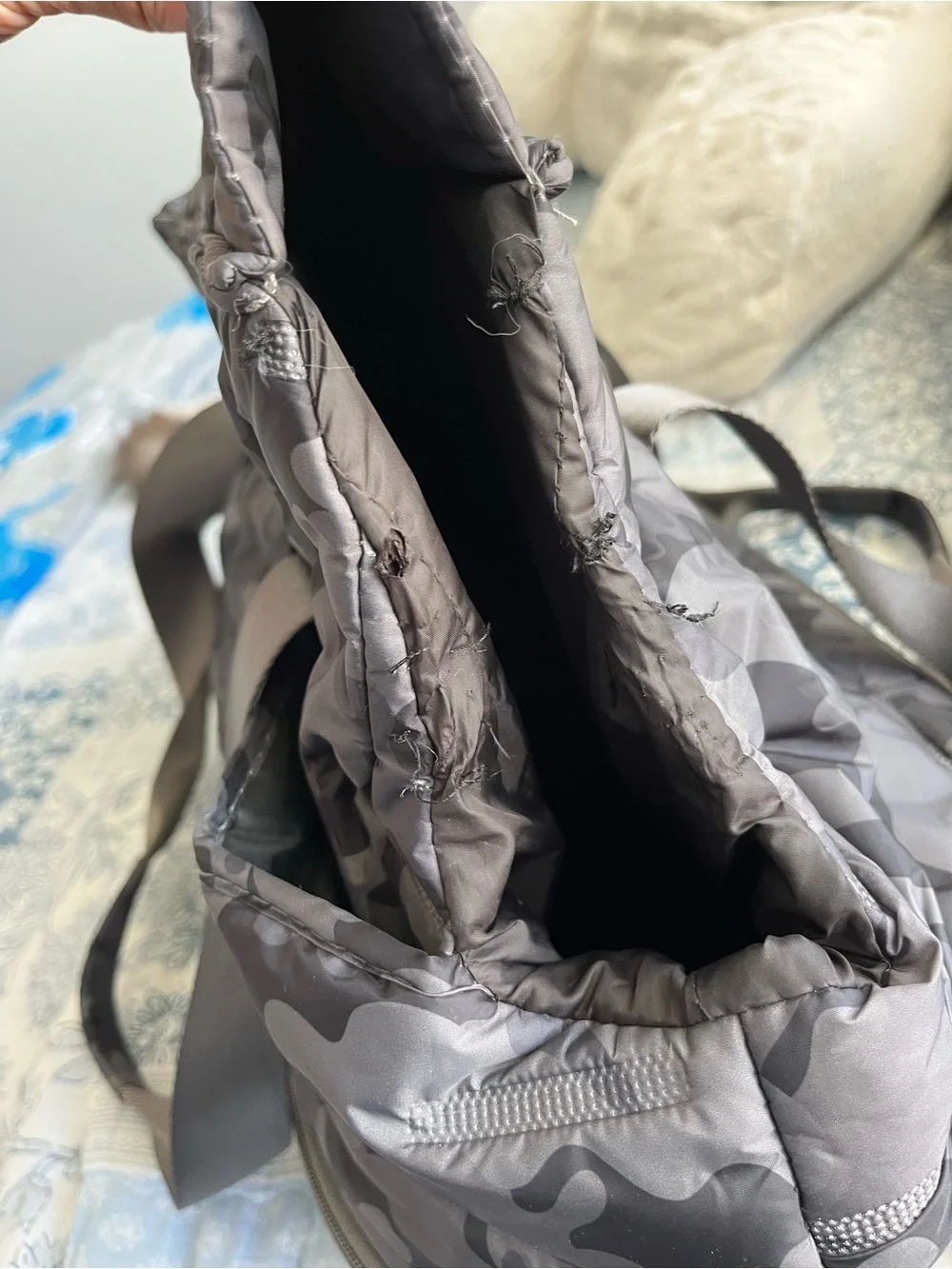 Gray Camouflage Dog Carrier Tote with Padded Straps